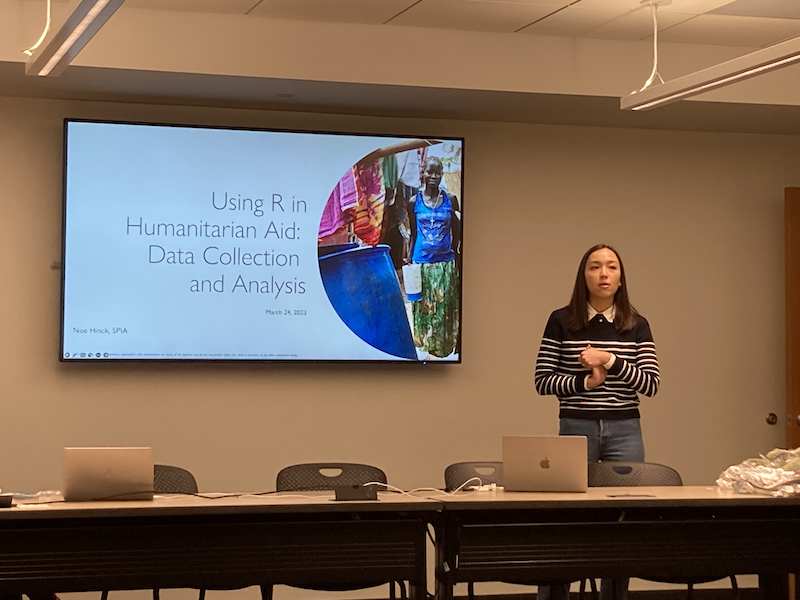 A SPIA graduate student presents on using R in humanitarian aid